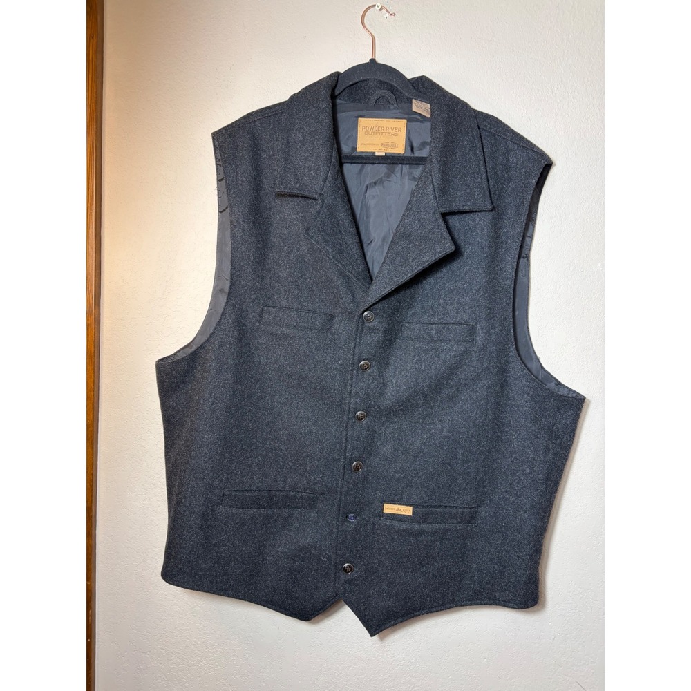 Powder River Outfitters Wool Blend Western Vest Charcoal Gray Mens 3XL 82-1106